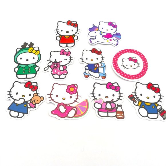 Stickers Hello Kitty Sanrio 10 Lot kawaii computer laptop luggage water bottle - Picture 1 of 2